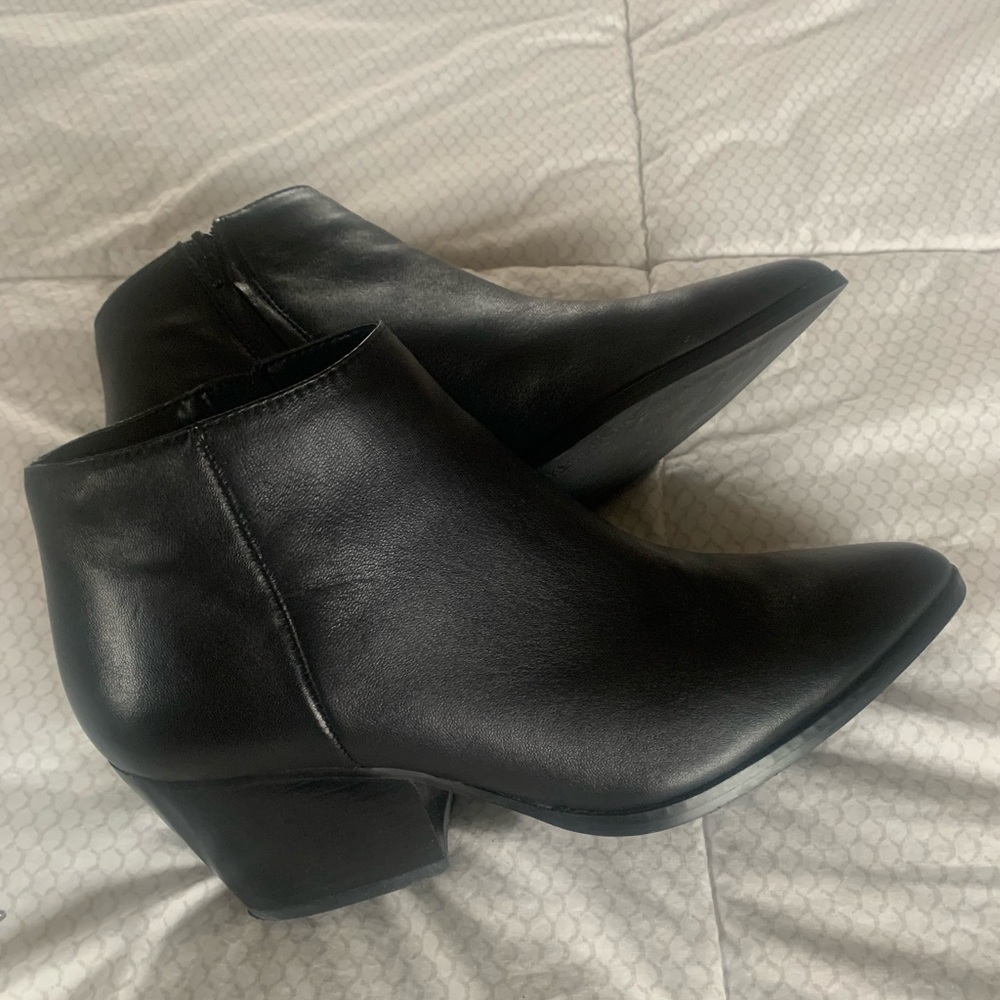 Black leather booties